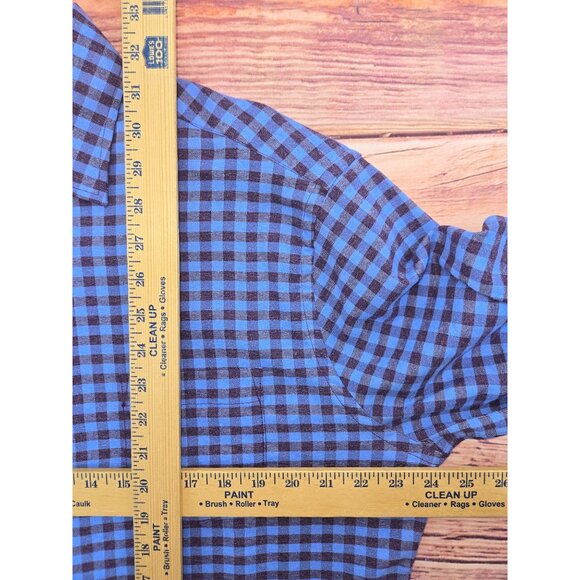 Peter Millar Crown Sport Mens Shirt Large Blue & Brown Checkered - Picture 7 of 7